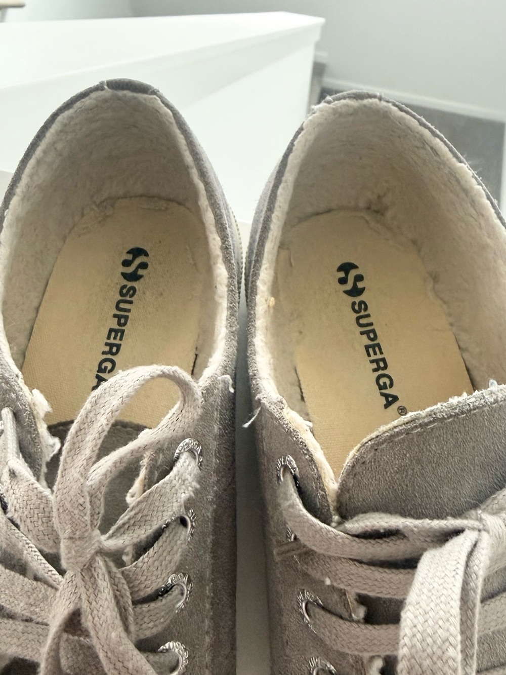 SUPERGA 2750 Shearling Sneakers in Gray Suede Women’s Size 39.5 - Picture 7 of 13